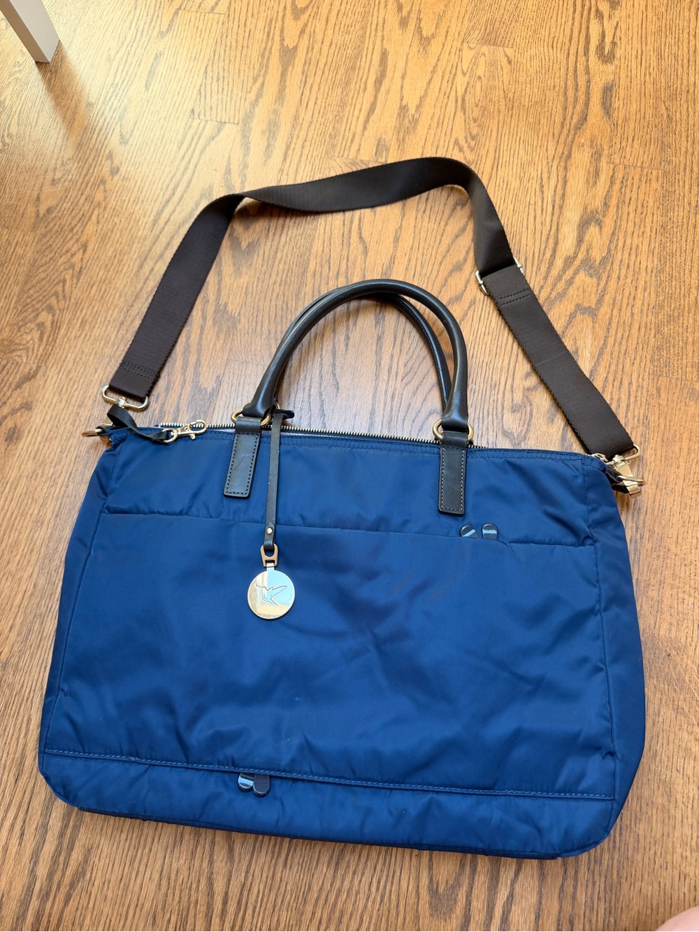 Lo & Sons Navy Blue Nylon Tote with Detachable Strap